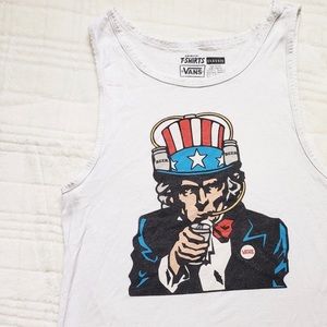Vans Uncle Sam Graphic Tee White Tank Top Small